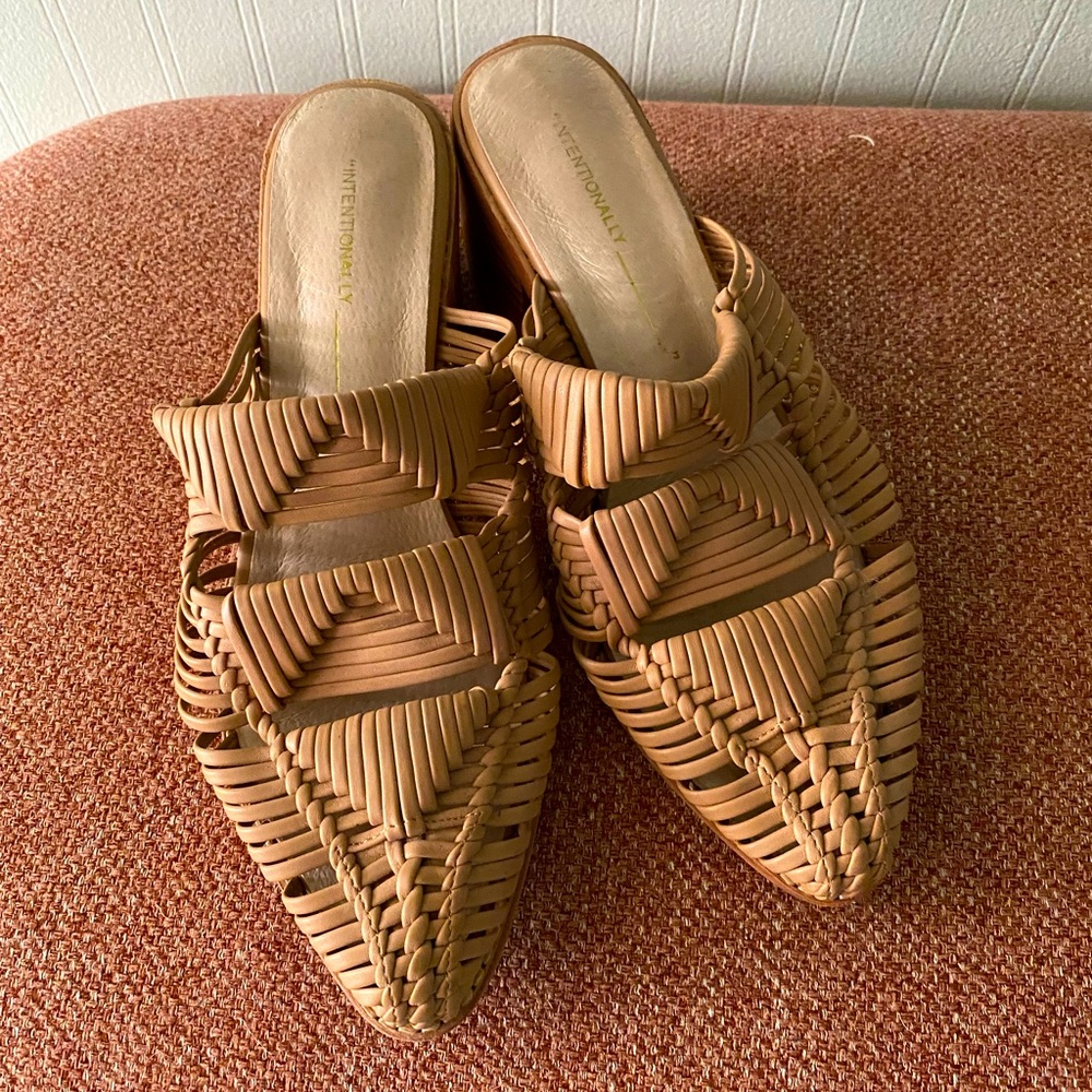 Intentionally Blank: Woven Mules, Size 9